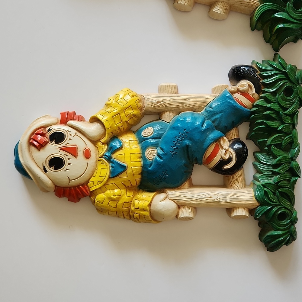 Vintage 1977 Bobb's Merrill Co. Plastic Raggedy Ann and Andy wall placques - Picture 2 of 8